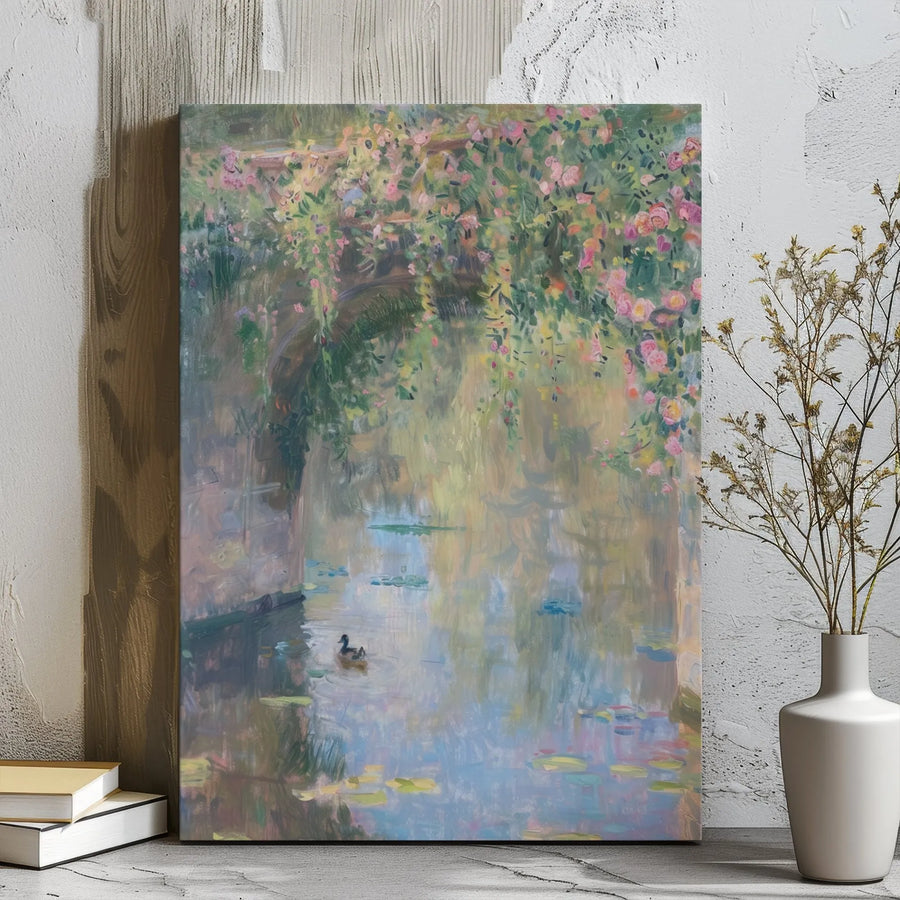 Claude Monet The Rose Arches Wall Art | Impressionist Giverny Landscape Canvas Print | Premium Gallery Wrap Decor | Gift for Art Lovers