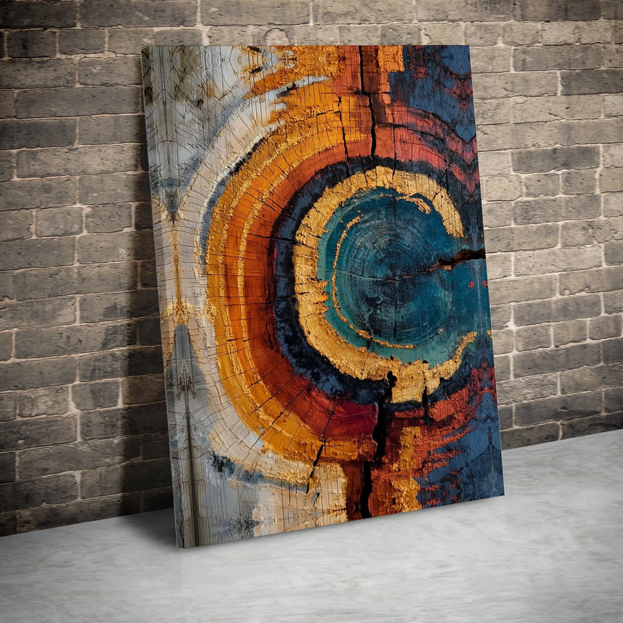 Abstract Tree Rings Wall Art | Colorful Wood Cross Section Canvas | Gallery Quality Fade Resistant Print | Modern Home Decor Gift