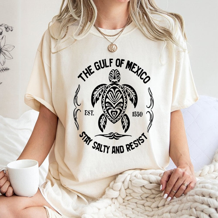Gulf of Mexico Sea Turtle T-Shirt | Stay Salty and Resist Graphic Tee | Premium Cotton Coastal Style | Gift for Beach Lovers and Ocean Activists