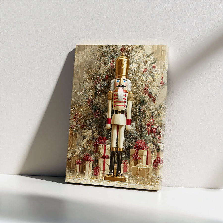 Nutcracker Wall Art Canvas | Vintage Christmas Soldier Print | 1.25 Inch Gallery Wrap | Holiday Home Decor Gift