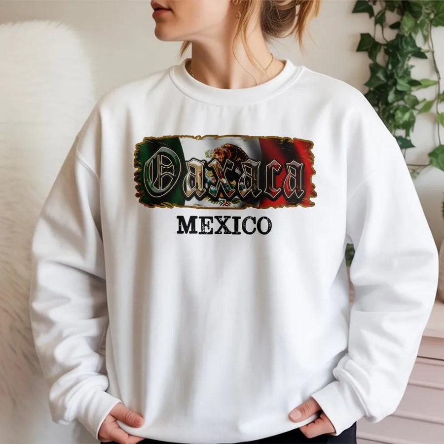 Oaxaca Mexico Sweatshirt | Vintage Mexican Flag Graphic | Premium Cotton Blend | Gift for Oaxacan Pride