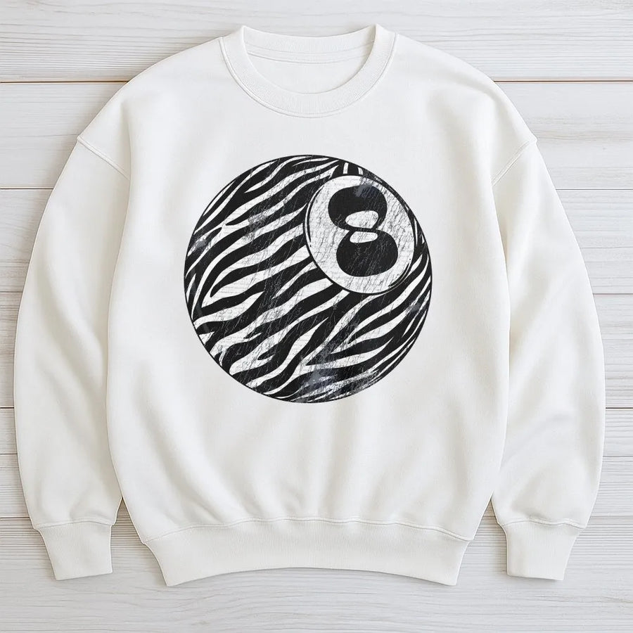Zebra 8 Ball Sweatshirt | Distressed Western Graphic Pullover | Premium Cotton Blend | Punchy Western Wear Gift for Cowgirls