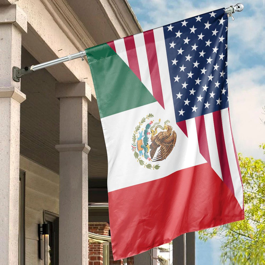 USA Mexico Friendship Flag | Split American Mexican Design | Durable UV-Resistant Polyester | Patriotic Garden Decor Gift for Heritage Pride