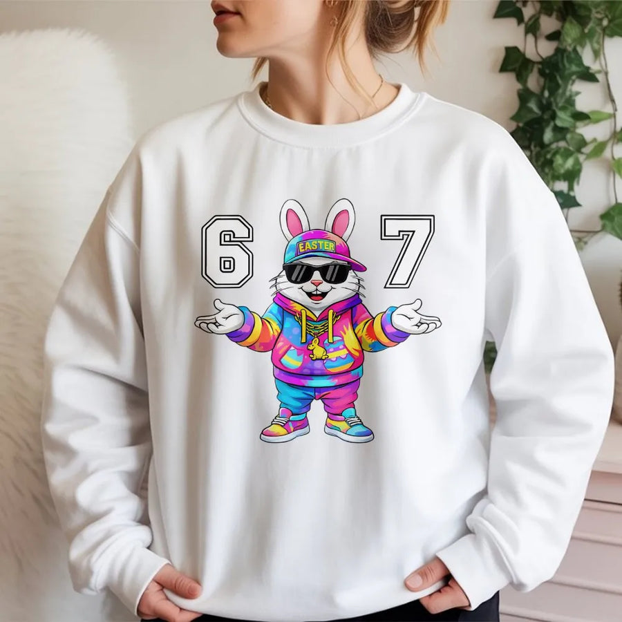 Funny Bunny Easter Sweatshirt | Retro Gen Alpha Meme Graphic | Premium Cotton Blend | Unisex Gift for Spring Holiday
