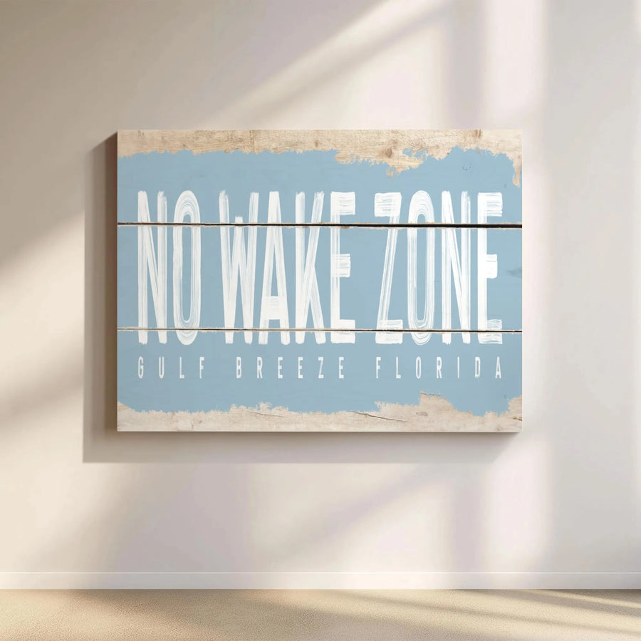 No Wake Zone Gulf Breeze Florida Canvas | Coastal Beach House Wall Art | Premium 1.25 Inch Thick Gallery Wrap | Nautical Home Decor Gift