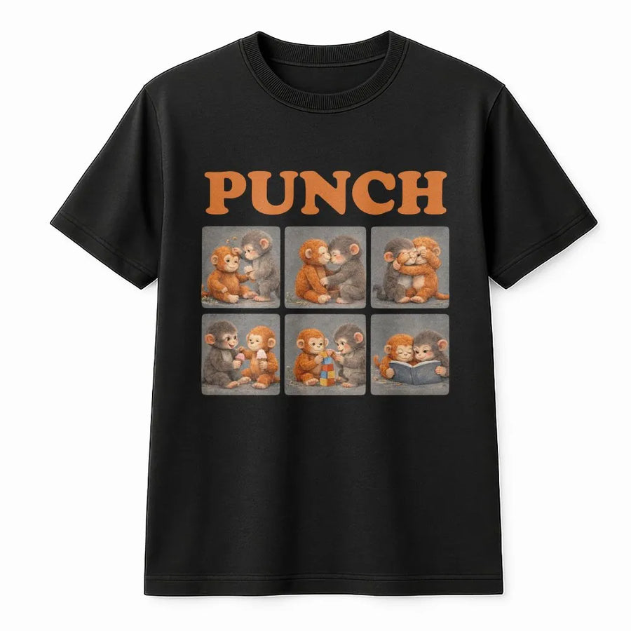 Monkey Graphic T-Shirt | Cute Plush Toy Animal Collage | 100% Soft Cotton Premium Tee | Unique Aesthetic Gift for Animal Lovers