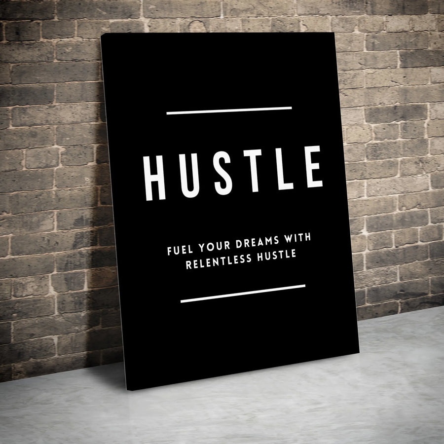Hustle Motivational Canvas Wall Art | Relentless Quotes Typography | Premium Gallery-Wrapped Print | Office Decor & Entrepreneur Gift