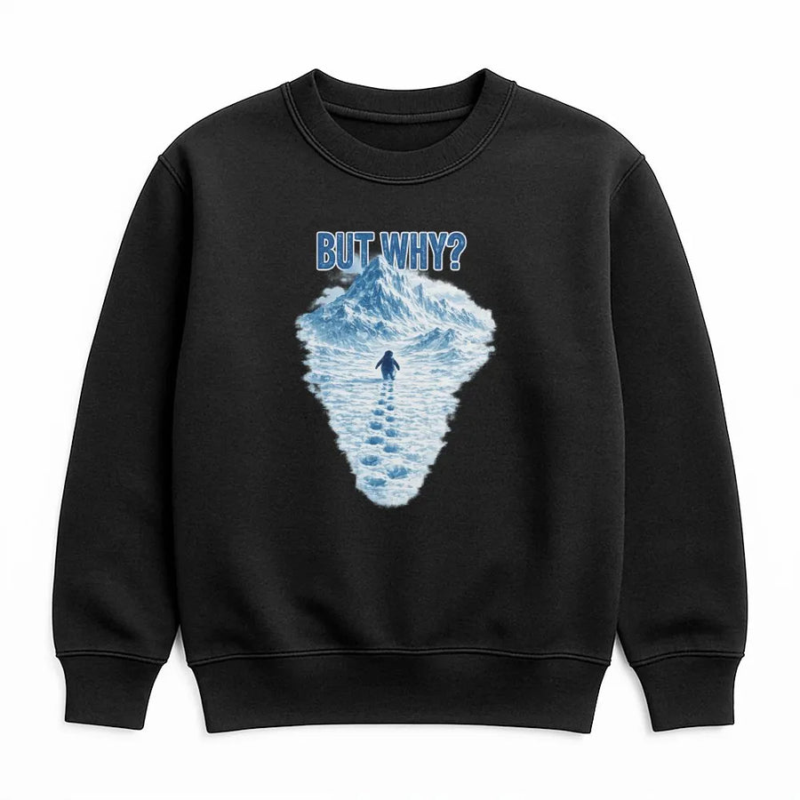 Penguin Graphic Sweatshirt | But Why Funny Nihilist Meme Art | Premium Cotton Blend Crewneck | Unisex Gift For Nature Animal Lovers
