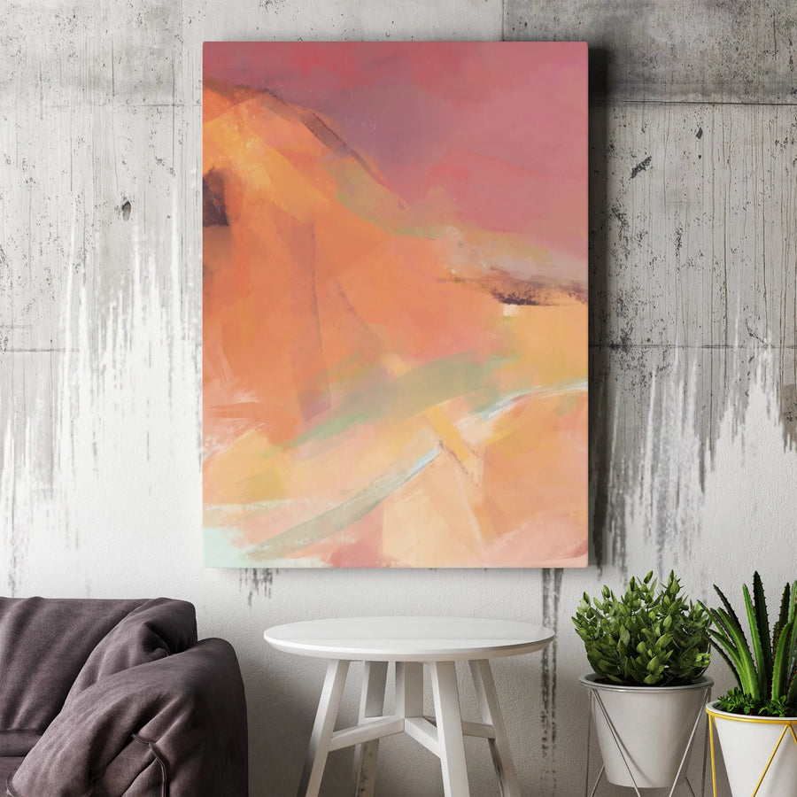 Abstract Vertical Canvas Wall Art | Warm Tone Terracotta Brushstroke Print | Premium Gallery Wrapped Canvas | Modern Living Room & Office Decor Gift