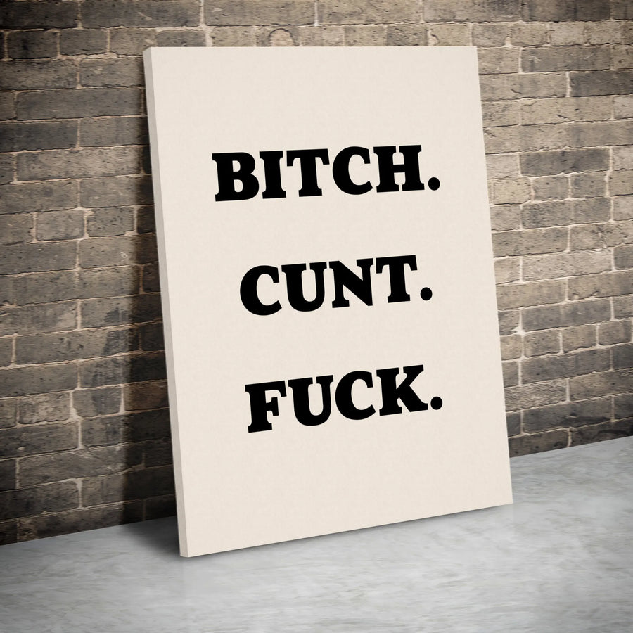 Profanity Wall Art | Minimalist Typography Canvas Print | 1.25 Inch Gallery Wrap | Edgy Home Decor Gift for Adults