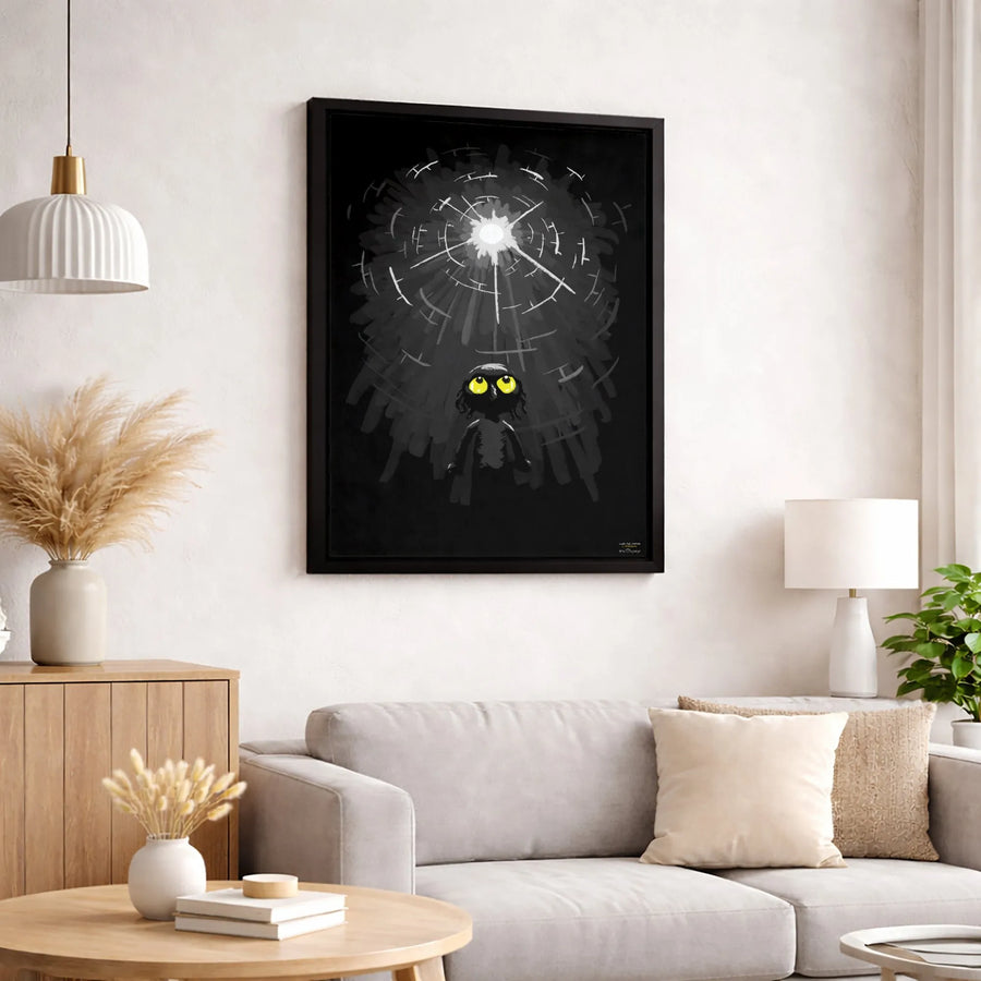 Dark Creature Wall Art | Surreal Glowing Eyes Illustration | Premium Gallery Wrapped Canvas | Moody Gothic Home Decor Gift