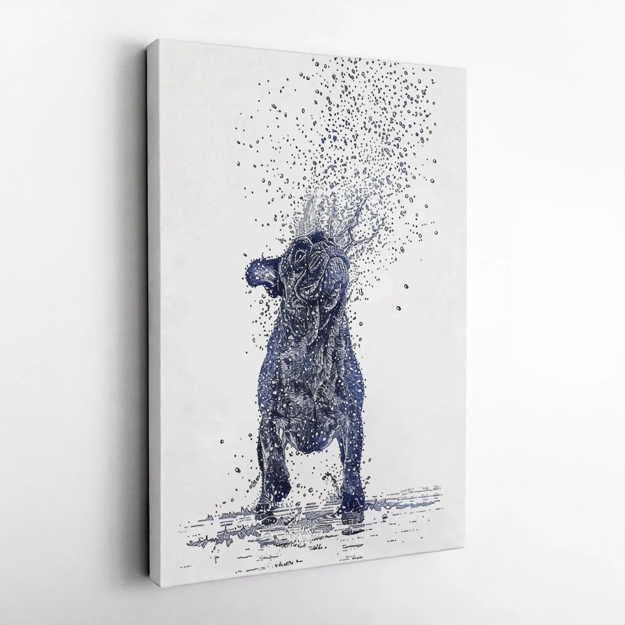 French Bulldog Canvas Wall Art | Wet Dog Splashing Water Sketch | Premium Gallery Wrap Decor | Unique Gift for Dog Lovers