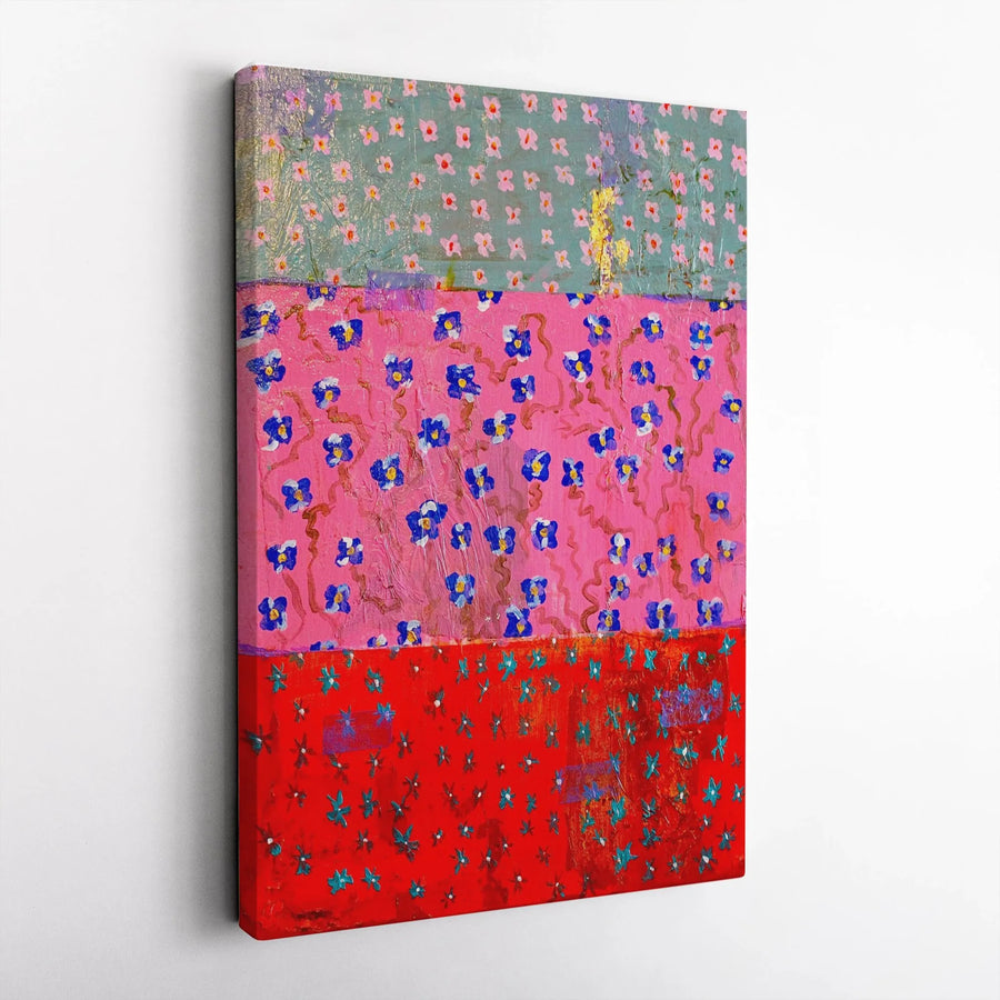 Abstract Floral Canvas Wall Art | Vibrant Color Block Botanical Print | Premium Gallery Wrapped Canvas | Eclectic Home Decor Gift
