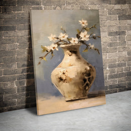 Still Life Floral Canvas Print | Impressionist White Flowers in Vase | Premium 1.25-Inch Gallery Wrap | Elegant Home Decor Art Gift