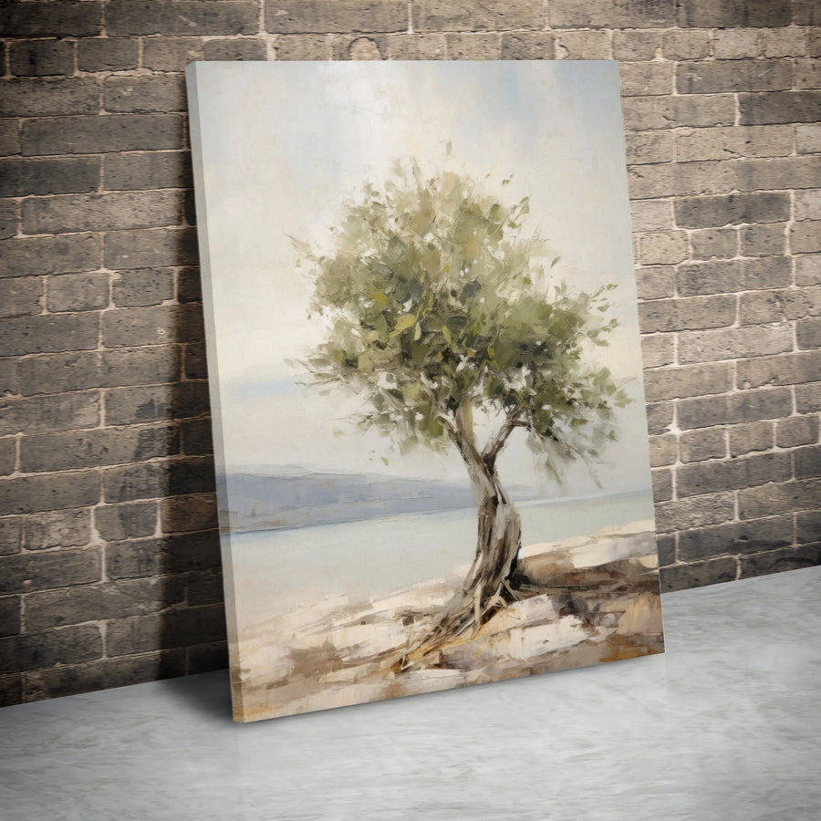 Olive Tree Canvas Wall Art | Impressionist Coastal Landscape Print | Premium 1.25-Inch Gallery Wrap | Serene Nature Decor for Living Room