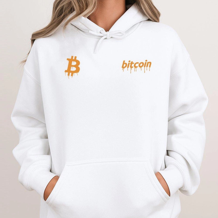 Bitcoin Hoodie | Dripping Crypto Logo Graphic Pullover | Premium Cotton Blend Streetwear | Gift for Cryptocurrency Trader & Blockchain Investor