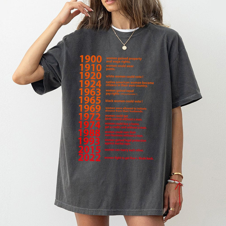 Feminist Timeline T-Shirt | History of Women's Rights Milestone Print | Premium Cotton Unisex Tee | Empowering Birthday Gift for Her
