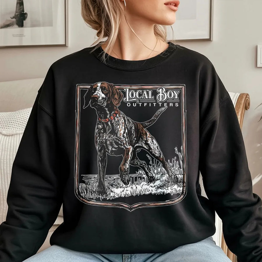 German Shorthaired Pointer Sweatshirt | Vintage Hunting Dog Graphic Print | Premium Cotton Blend Crewneck | Outdoor Gift for Dog Lovers & Hunters