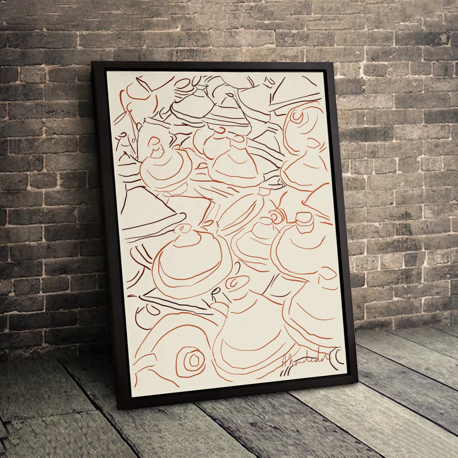 Moroccan Tagine Line Art Canvas Print | Abstract Kitchen Wall Decor | Premium 1.25-Inch Gallery Wrap | Minimalist Dining Room Gift
