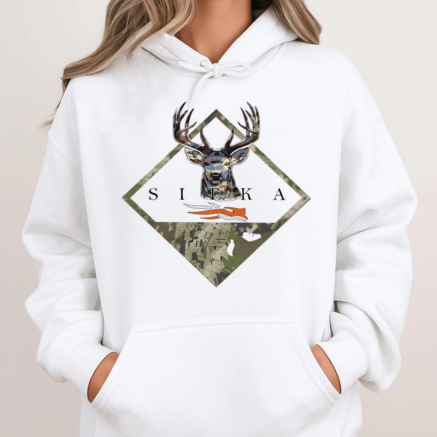 Deer Hunting Hoodie | Camo Antler Graphic Sweatshirt | Premium Cotton Blend | Outdoor Gift For Hunters And Country Men