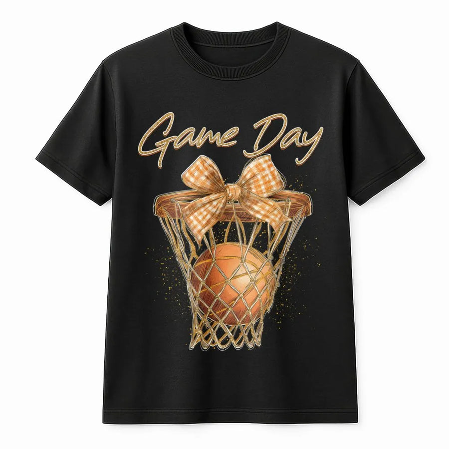 Game Day Basketball T-Shirt | Coquette Bow Aesthetic Graphic | Premium Cotton Unisex Tee | Gift for Basketball Mom, Hoop Fan & Sports Lover