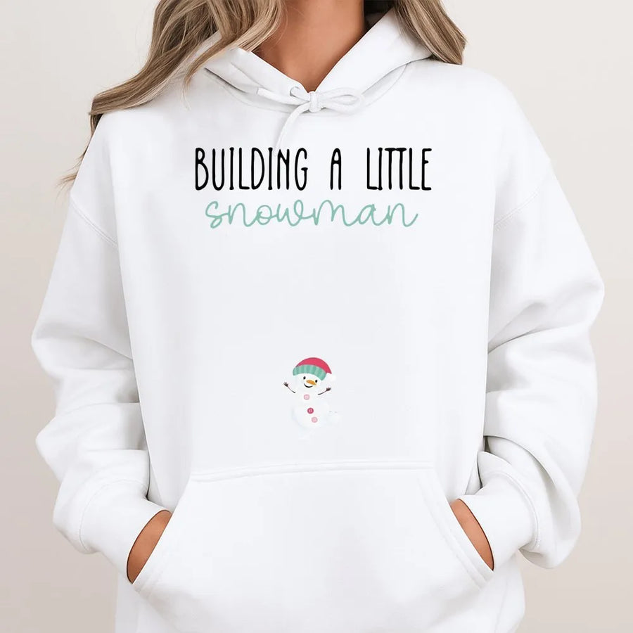 Building A Little Snowman Hoodie | Christmas Pregnancy Reveal | Premium Cotton Blend | Gift For New Mom Announcement