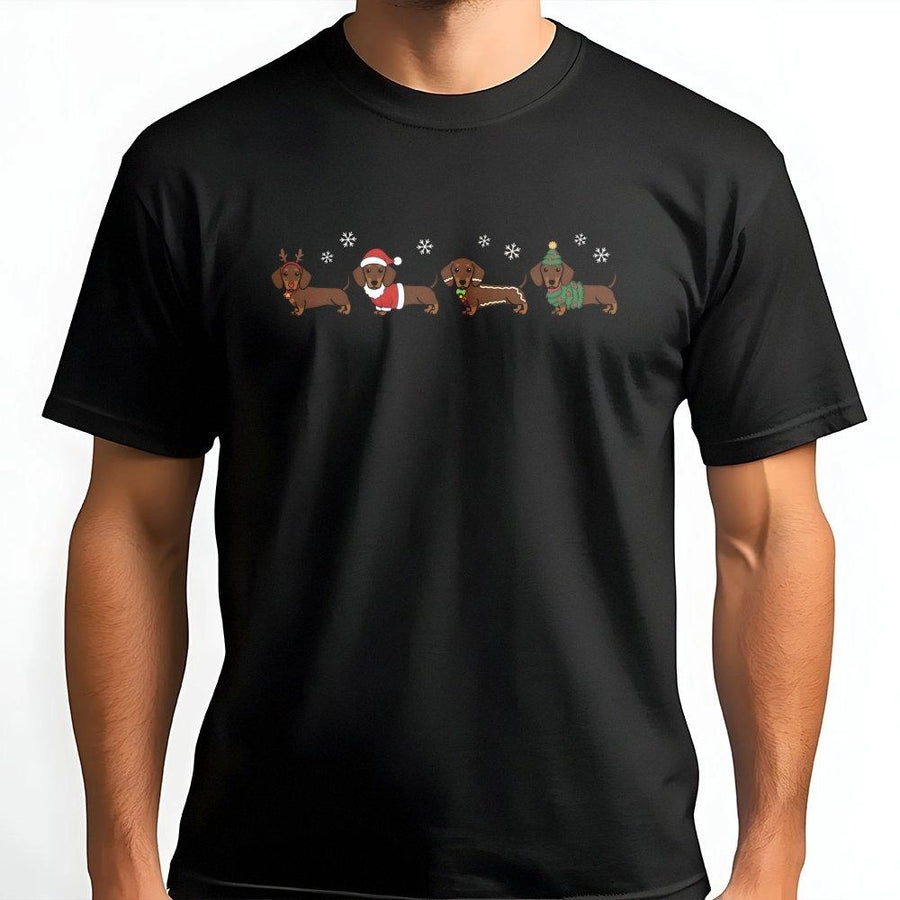 Dachshund Christmas T-Shirt | Funny Wiener Dog Holiday Graphic | 100% Cotton Premium Tee | Cute Dog Lover Gift for Him or Her