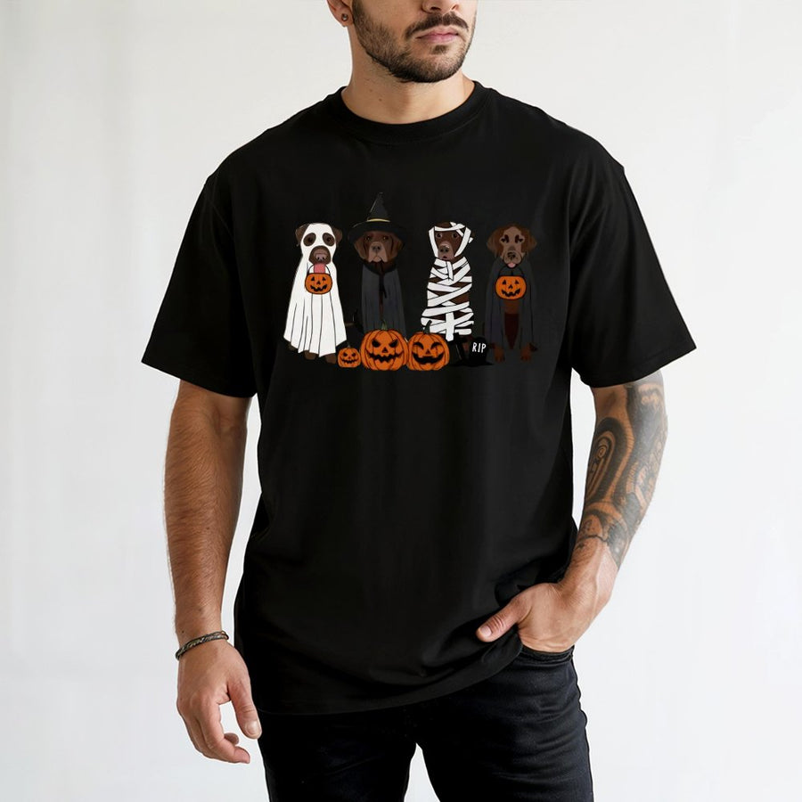 Chocolate Labrador Halloween T-Shirt | Cute Ghost Dog Costume Design | Soft 100% Cotton Premium Tee | Spooky Fall Gift for Dog Lovers