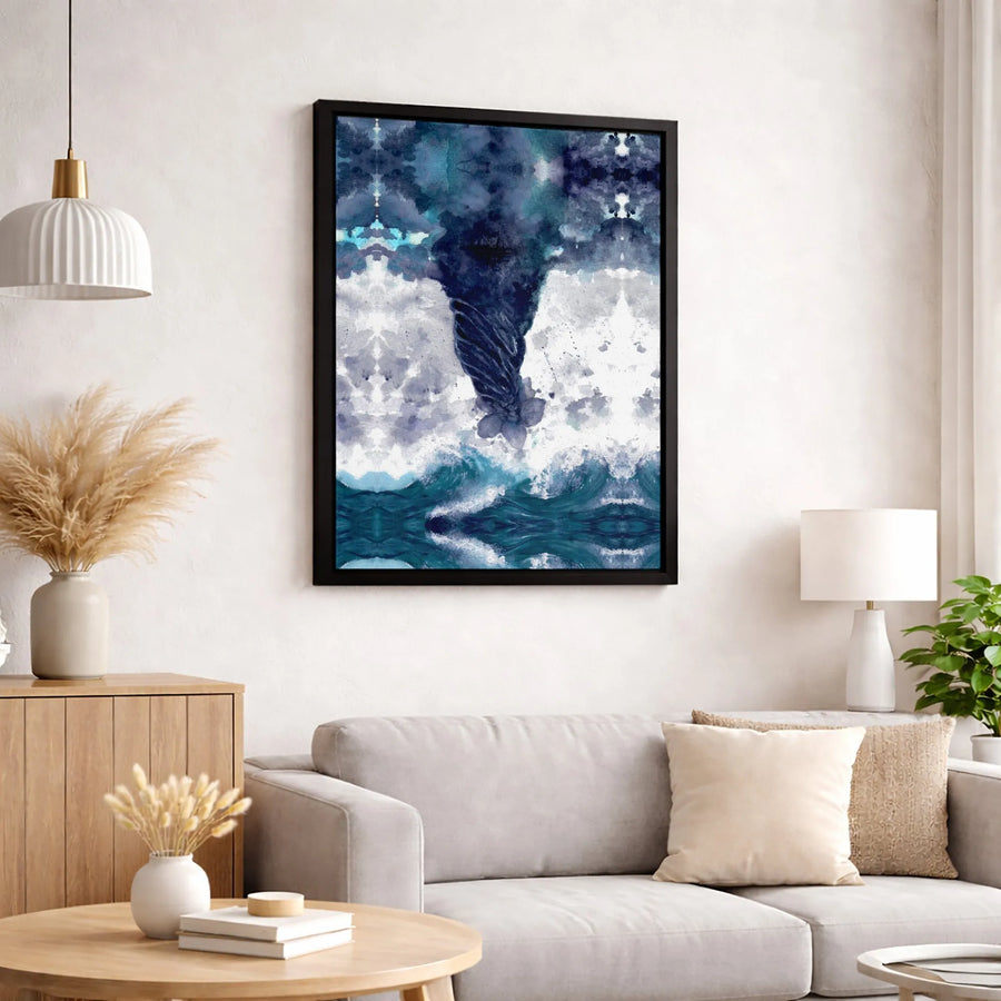 Abstract Tornado Canvas Art | Stormy Ocean Watercolor Painting | 1.25 Inch Gallery Wrap | Modern Coastal Home Decor Wall Hanging