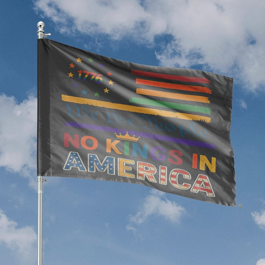 No Kings In America House Flag | 1776 We The People Pride Banner | UV-Resistant Premium Polyester | Patriotic LGBTQ Pride Decor Gift