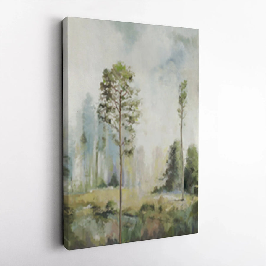 Impressionist Landscape Canvas Art | Misty Forest & Pine Tree Print | Premium Gallery Wrapped Canvas | Modern Farmhouse Home Decor Gift