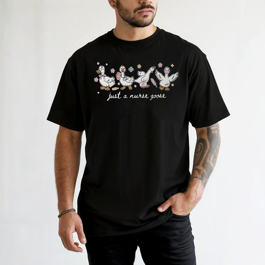 Nurse Goose T-Shirt | Cute Funny Nursing Graphics | 100% Cotton Premium Tee | Graduation Gift for Nurse Practitioner or Student