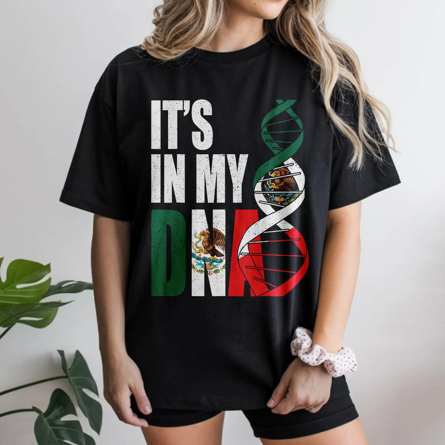 Mexico DNA T-Shirt | Mexican Flag Heritage Symbolism | Premium Soft Cotton | Latin American Culture Pride Gift for Latinos and Mexican Heritage