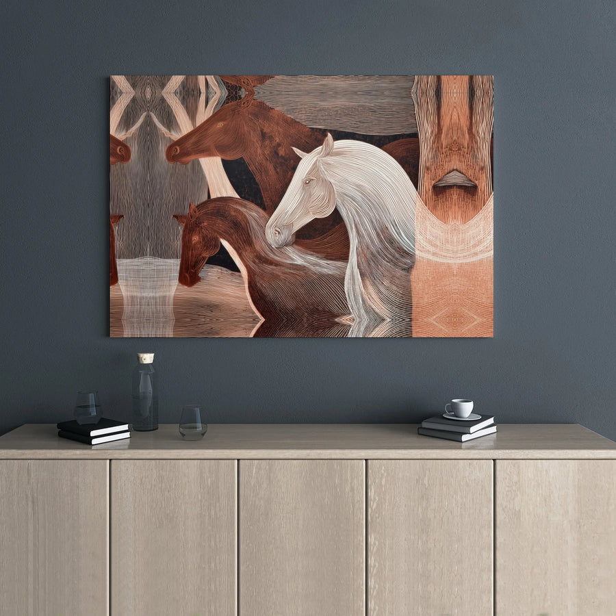 Abstract Horse Canvas Wall Art | Fine Line Equestrian Print | Premium 1.25" Gallery Wrap | Modern Farmhouse Home Decor for Horse Lovers