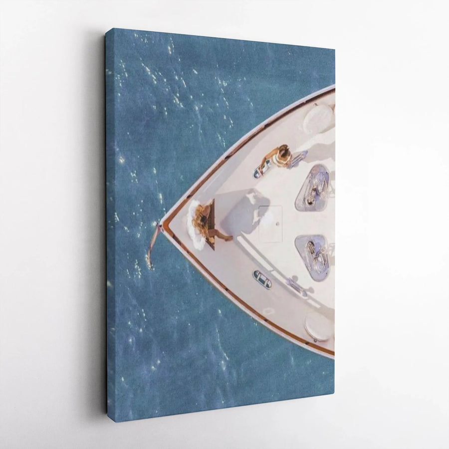 Luxury Yacht Aerial Canvas Wall Art | Summertime Ocean View Print | Premium Gallery-Wrapped Thick Canvas | Coastal Decor Gift for Beach Lovers