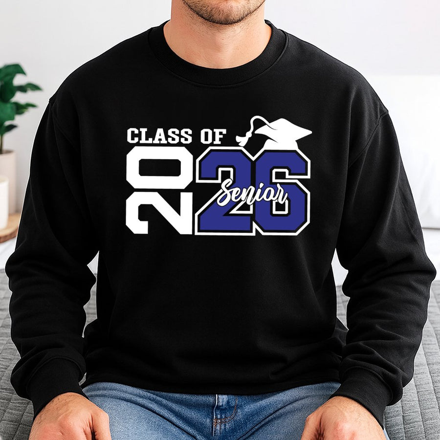 Class of 2026 Senior Sweatshirt | Varsity Style Graduation Graphic | Soft Cotton-Blend Unisex Pullover | Premium Gift for High School and College Grads