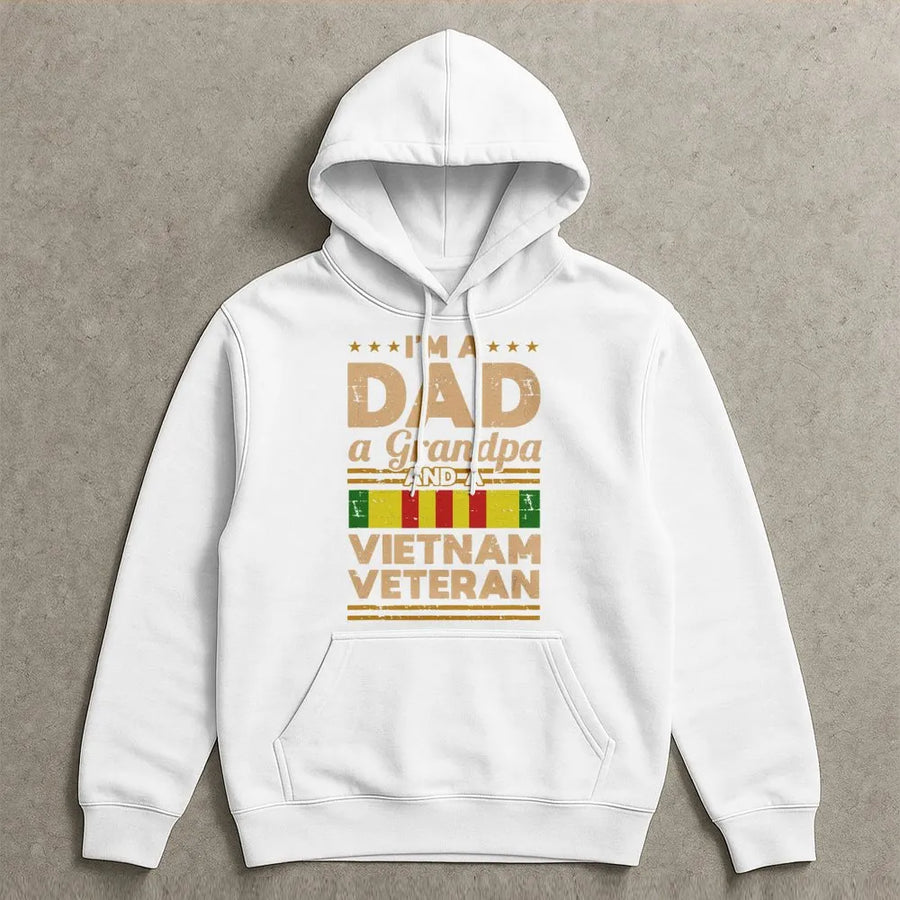 Vietnam Veteran Hoodie | Dad and Grandpa Military Pride Design | Premium Cotton-Blend Sweatshirt | Meaningful Gift for Retired Soldiers
