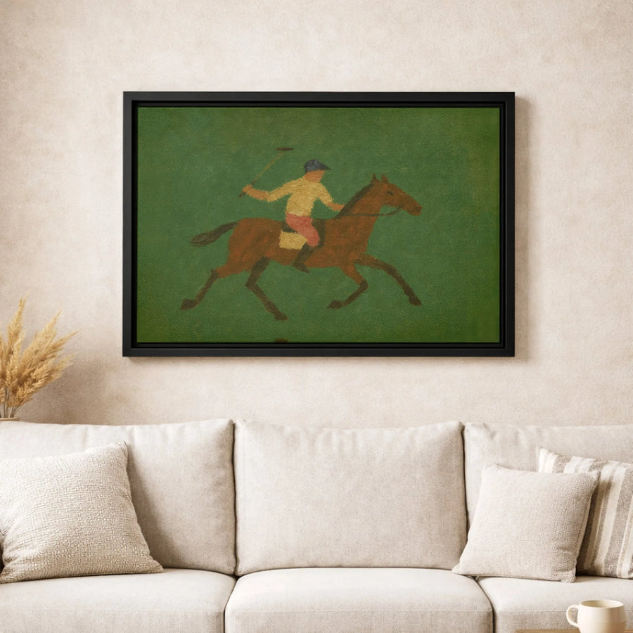 Polo Player Horse Painting | Vintage Equestrian Canvas Wall Art | Premium Gallery Wrapped Decor | Gift for Horse Lovers and Sports Enthusiasts