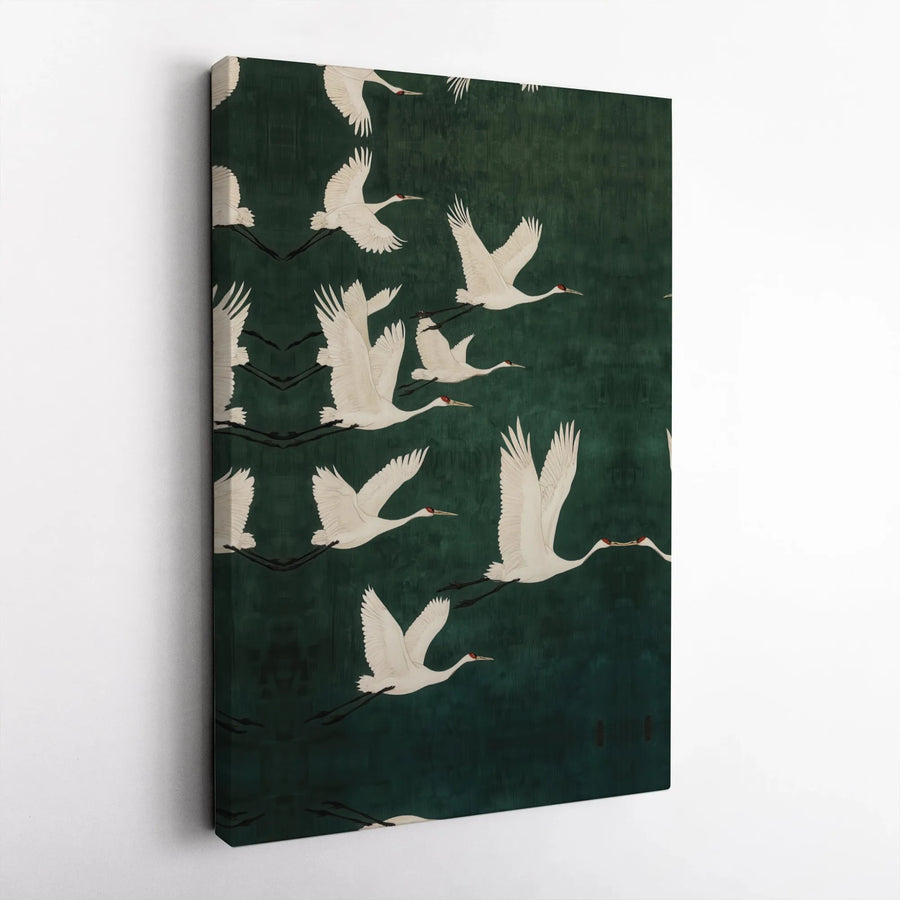 Japanese Red-Crowned Crane Canvas Wall Art | Vintage Oriental Bird Print | Premium Gallery-Wrapped Canvas | Zen Home Decor Gift for Nature Lovers