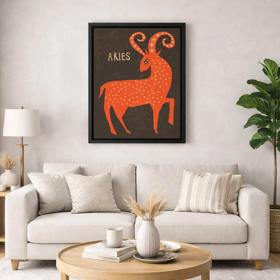 Aries Zodiac Wall Art | Mid-Century Modern Ram Print | Premium Gallery Wrapped Canvas | Astrology Gift for Horoscope Lovers