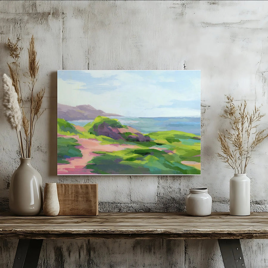 Coastal Landscape Canvas Art | Abstract Impressionist Painting Print | Premium Gallery Wrap Canvas | Living Room & Bedroom Wall Decor