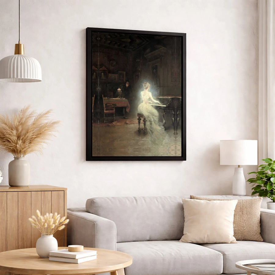 Ghostly Pianist Canvas Print | Ethereal Victorian Interior Wall Art | Premium Gallery-Wrapped Fade-Resistant Decor | Gothic Victorian Gift for Music Lovers