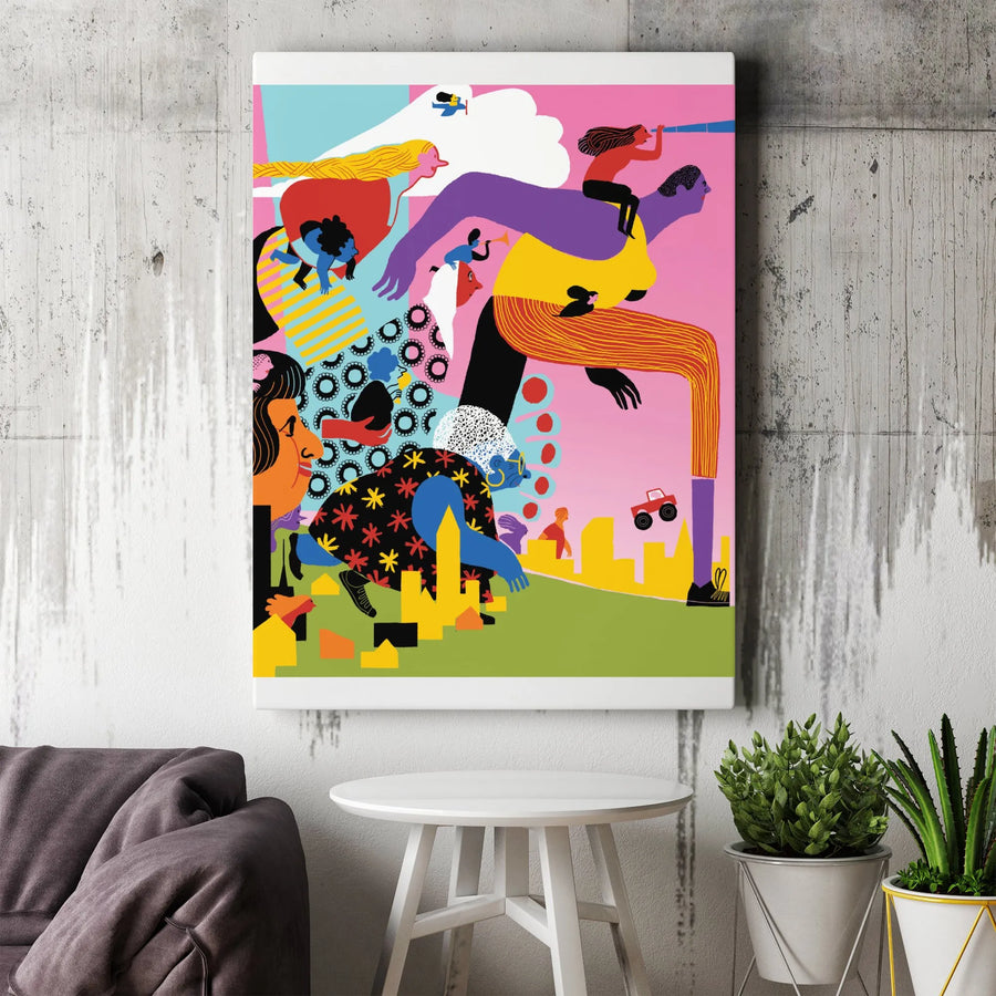 Female Empowerment Canvas Art | Vibrant Pop Art Illustration | Premium Gallery Wrapped Canvas | Gift for Feminist, Modern Home Decor