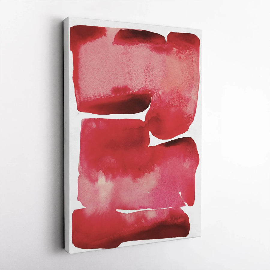 Abstract Red Watercolor Vertical Canvas | Minimalist Persimmon Color Block Art | Premium Thick Gallery Wrap Canvas | Modern Living Room Wall Decor Gift