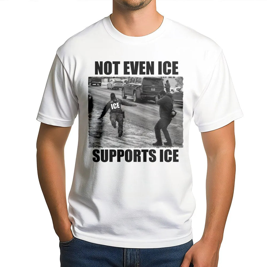 Not Even Ice Supports Ice T-Shirt | Satire Graphic Tee | Premium Cotton Unisex Shirt | Funny Activist Gift For Social Commentary