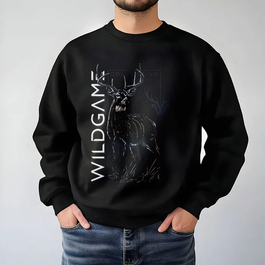 Deer Hunting Sweatshirt | Vintage Buck Sketch Graphic with Antlers | Premium Cotton Blend | Gift for Hunter and Outdoorsman