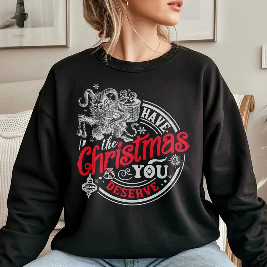Krampus Christmas Sweatshirt | Funny Krampusnacht Graphic | Premium Unisex Holiday Pullover | Sarcastic Anti-Christmas Gift for Goth Lovers