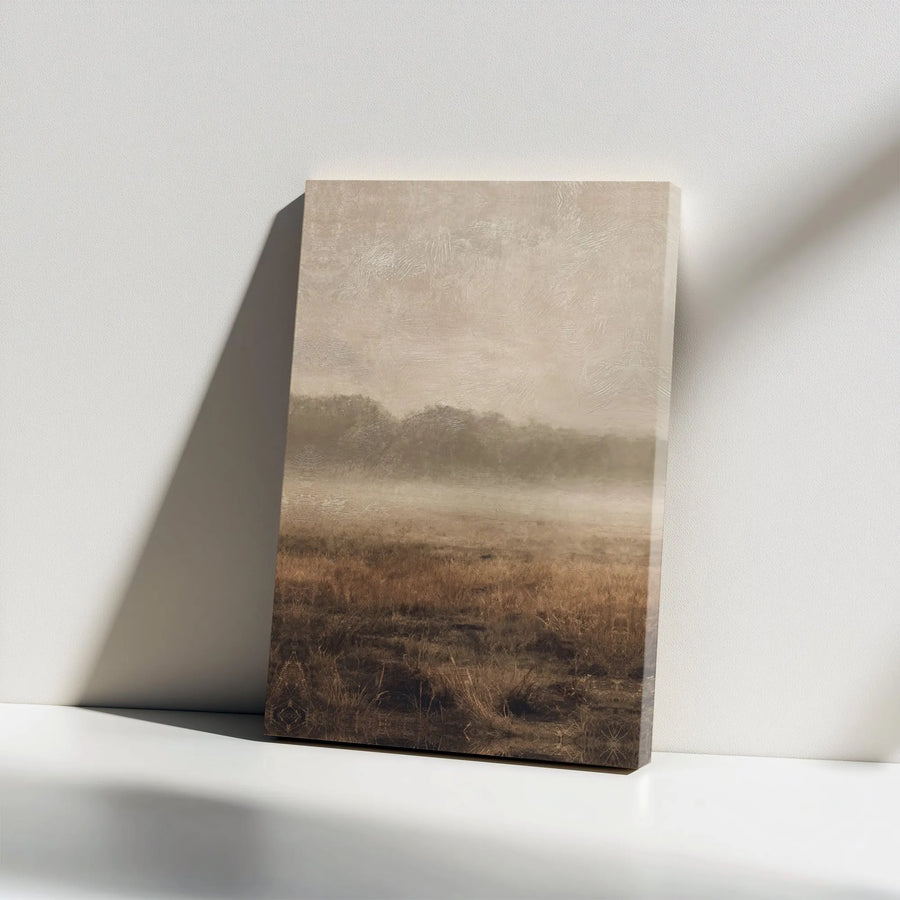 Foggy Landscape Wall Art | Textured Abstract Painting Print | Premium Gallery Wrap Canvas | Modern Farmhouse Decor Gift