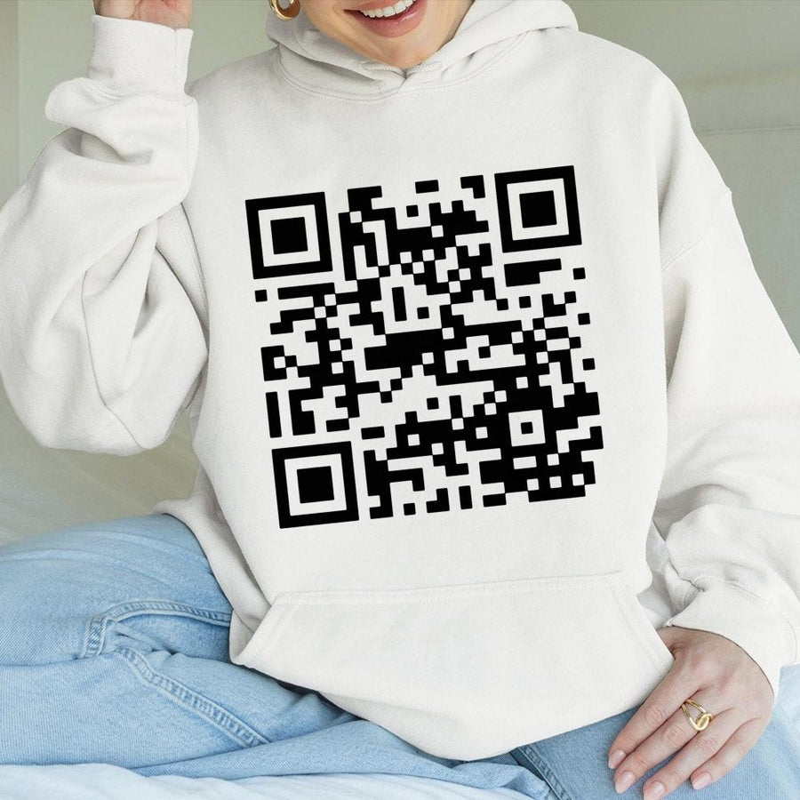 Funny QR Code Hoodie | Novelty Graphic Sweatshirt | Cotton-Polyester Blend | Trendy Gift for Tech Lovers & Pranksters