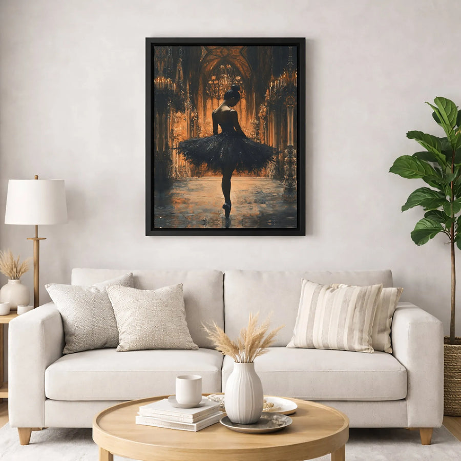 Dark Academia Ballerina Canvas Art | Gothic Cathedral Dancer Print | Premium Gallery Wrapped Wall Decor | Elegant Gift for Dancers and Art Lovers